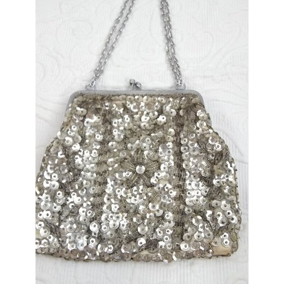 Vintage cocktail/ formal /evening sequined handbag made in Hong Kong - Picture 2 of 12